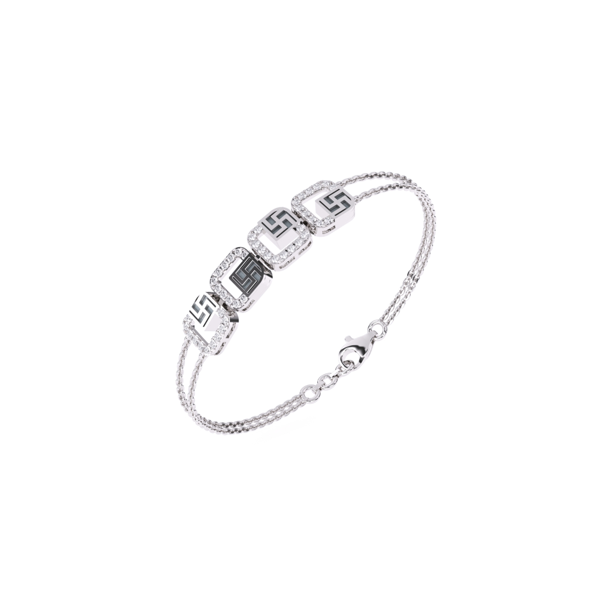 Unique Four Square Swastika Lab Grown Diamond bracelet